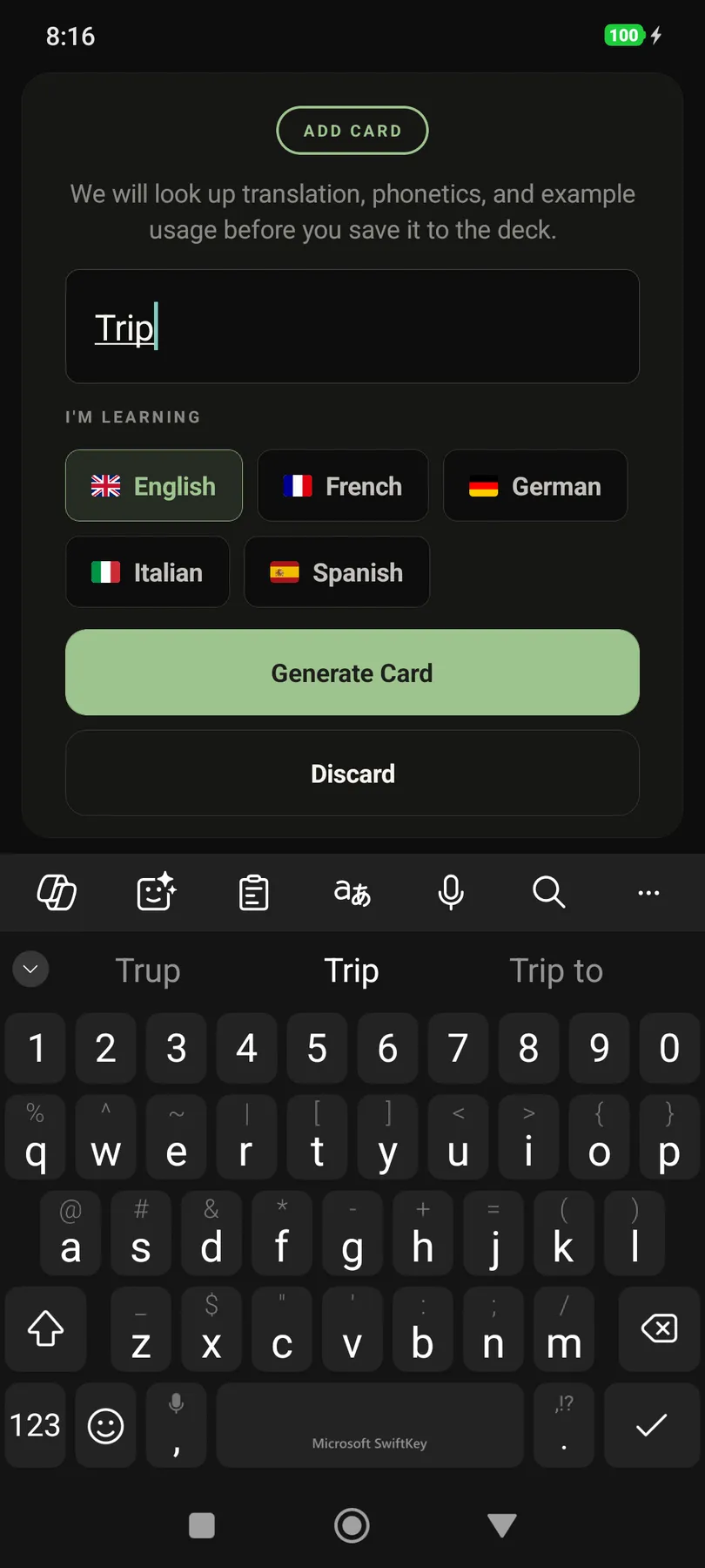 Screenshot of dictionaries-feature-dark