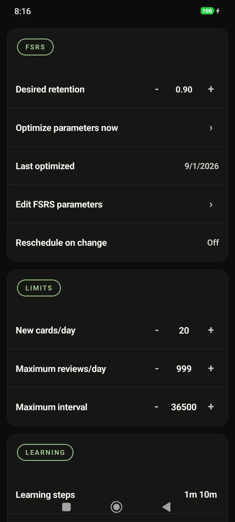 Screenshot of fsrs-feature-dark